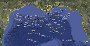 Sampling regime of our RAPID grant.  Blue = deep-sea sites, Yellow = intertidal, Green = Reference dataset, Orange = Intertidal (To be collected)