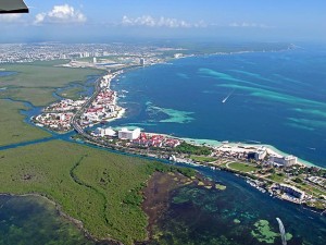 Punta Nichupte and Cancun centro beyond