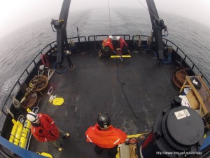 About to throw the Acrobat overboard.  Mustang suits, hard hats and safety suits required.
